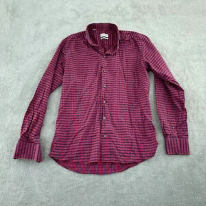 Eaton Plaid Slim fit Shirt Long Sleeve Button Down Mens 16 Blue Red 4202